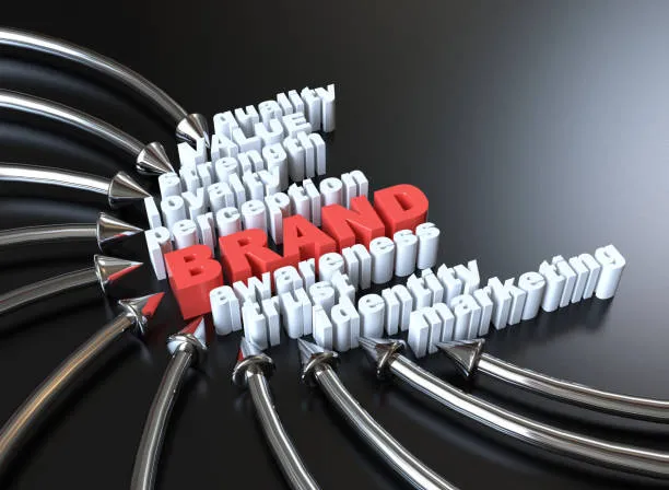 Palabra Brand en tipografía grande reflejando cómo influye la percepción de marca en la mente de los consumidores.