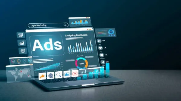 Gráficos simples que hacen referencia a configuraciones, audiencias y métricas alineadas con los conceptos básicos de google ads en campañas digitales.